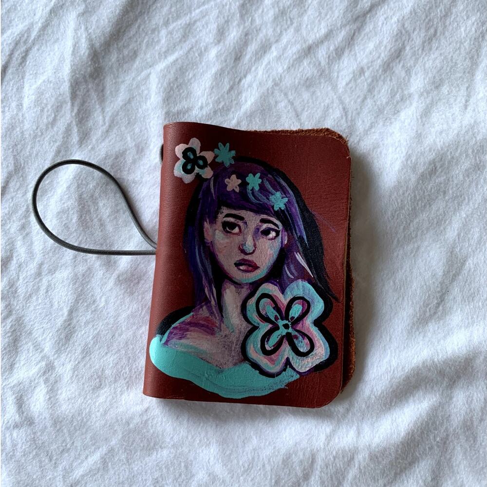 Tiny Hand Made Hand Painted Travelers Notebook